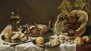 Pieter Claesz Tabletop Still Life with Mince Pie and Basket of Grapes oil painting picture wholesale